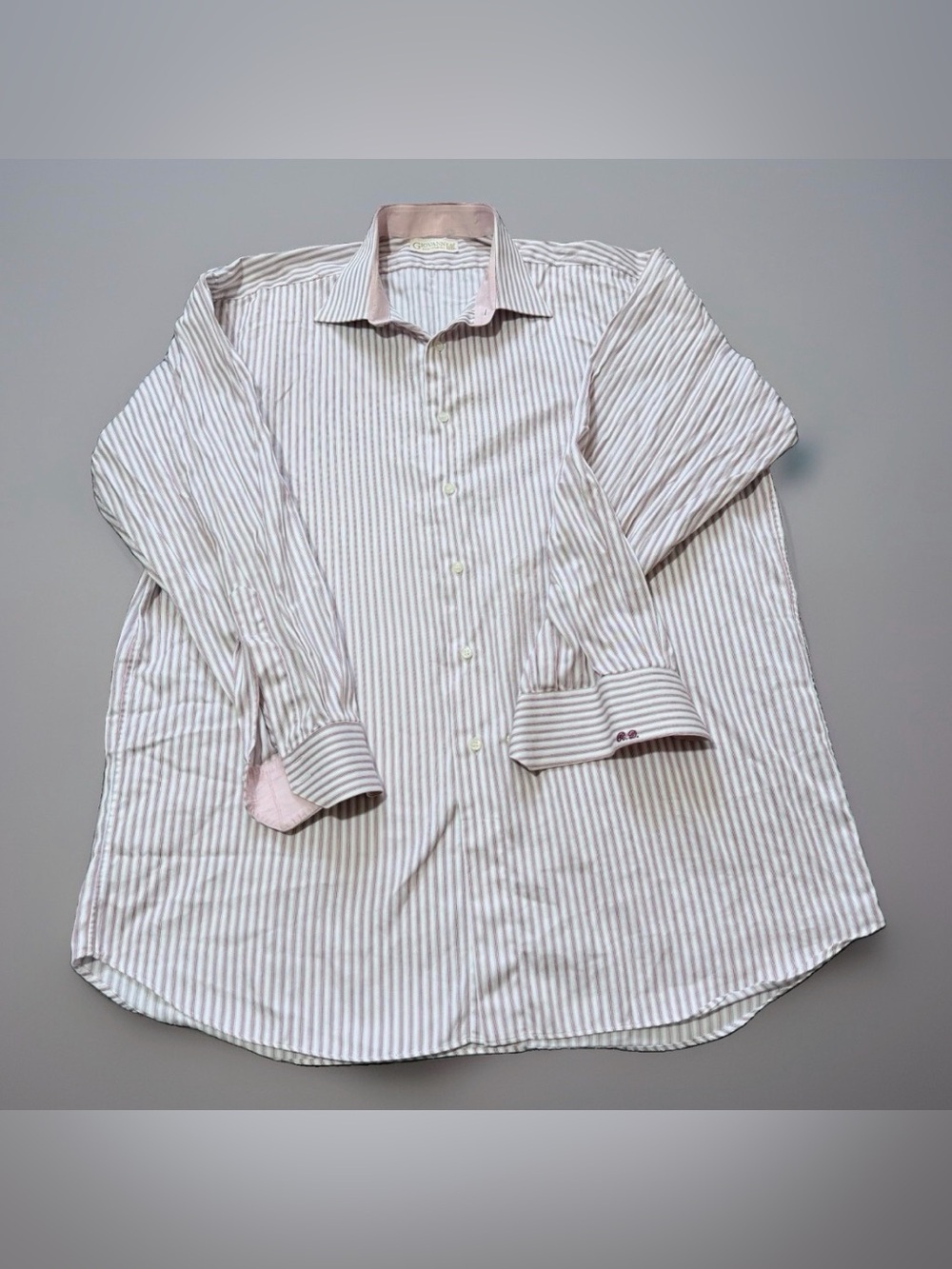Men's Striped Dress Shirt - Pink/White